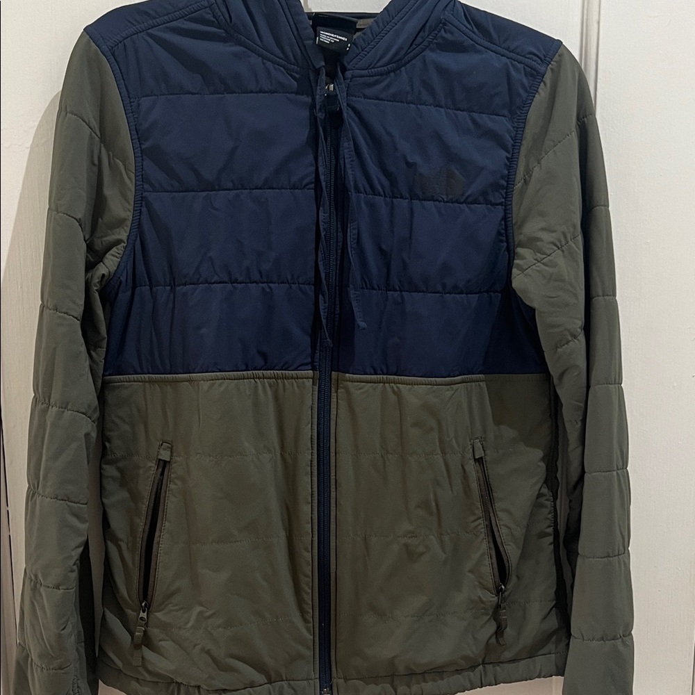 The North Face Navy and Olive Colorblock Hoodie